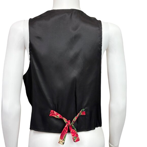 Robyn-Lyn Christmas Floral Waistcoat Vest S/M 100% Cotton Front & Acetate Back - Picture 2 of 3